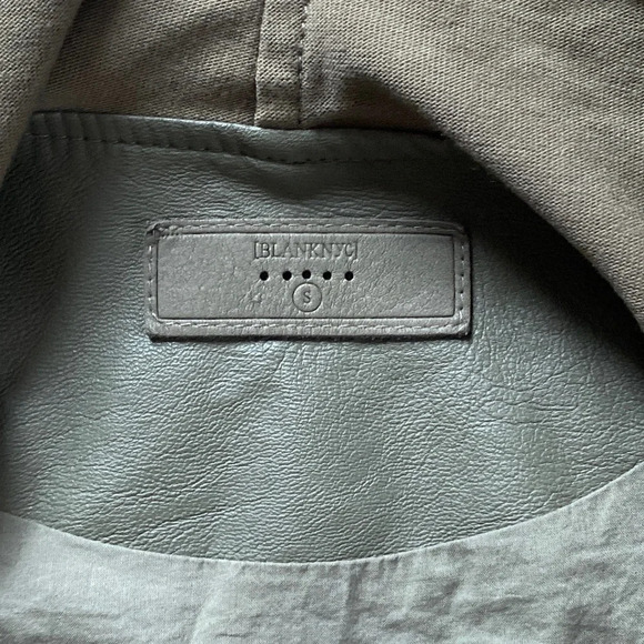 Blank NYC Draped Faux Leather Asymmetrical Jacket Olive Green S - Picture 3 of 11